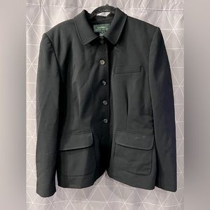Lauren Ralph Lauren Wool Blend Black Women‎ Blazer Jacket- 14